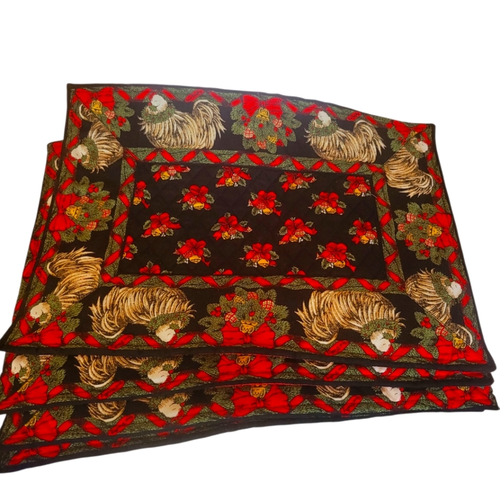 4 Vera Bradley Placemats Hen & Holly Retired